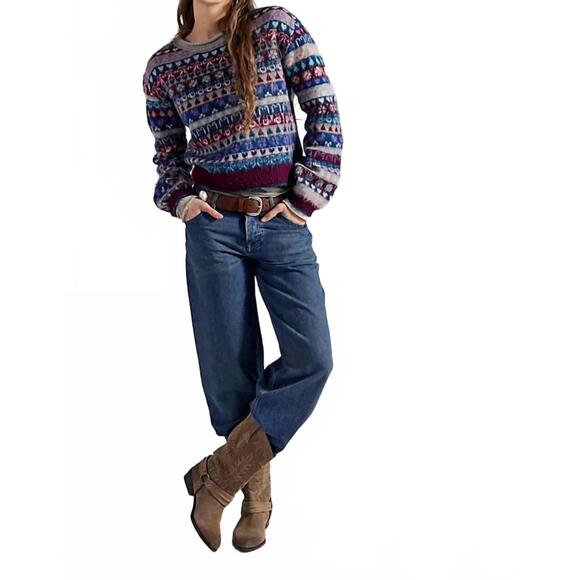 NEW FREE PEOPLE favorite things crewneck sweater in frosted wine - Picture 4 of 4